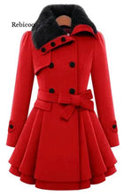 Load image into Gallery viewer, Women's Winter Slim Long Wool Sherpa Coat Double Breasted Padded Korean Cashmere Coat England Style Trench