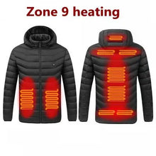 Load image into Gallery viewer, Men's parka Winter Warm USB Heating Jackets Smart Thermostat Pure Color Hooded Heated Clothing male bobojaco Warm padded jacket