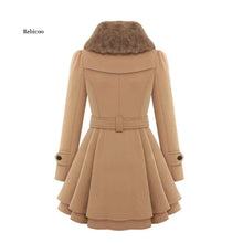 Load image into Gallery viewer, Women's Winter Slim Long Wool Sherpa Coat Double Breasted Padded Korean Cashmere Coat England Style Trench