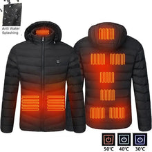 Load image into Gallery viewer, Men's parka Winter Warm USB Heating Jackets Smart Thermostat Pure Color Hooded Heated Clothing male bobojaco Warm padded jacket