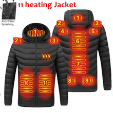 Load image into Gallery viewer, Men's parka Winter Warm USB Heating Jackets Smart Thermostat Pure Color Hooded Heated Clothing male bobojaco Warm padded jacket