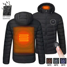 Load image into Gallery viewer, Men's parka Winter Warm USB Heating Jackets Smart Thermostat Pure Color Hooded Heated Clothing male bobojaco Warm padded jacket
