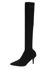 Load image into Gallery viewer, High-heeled knee high boots for women sexy knitted stockings elastic long boots