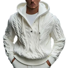 Load image into Gallery viewer, Men Pullover Sweaters Solid Casual Hooded Knitted Drawstring Regular Tops