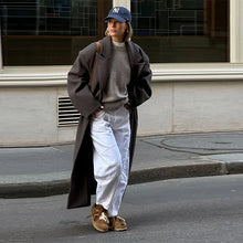 Load image into Gallery viewer, Elegant Shawl Collar Lace Up Long Woolen Coat Women Full Sleeve Belt Lapel Thick Overcoat 2025 Autumn Winter Lady Chic Outwear