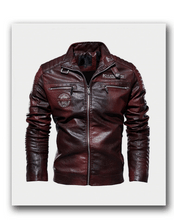 Load image into Gallery viewer, New Men's Faux Leather Winter Casual Motorcycle Slim PU Jacket Biker Faux Leather High Quality Fashion Warm Overcoat