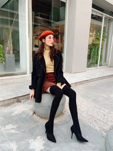 Load image into Gallery viewer, High-heeled knee high boots for women sexy knitted stockings elastic long boots