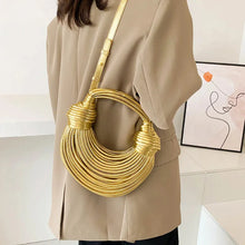 Load image into Gallery viewer, Handbags for Women 2025 New Gold Luxury Designer Brand Handwoven Noodle Bags Rope Knotted Pulled Hobo Silver Evening Clutch Chic