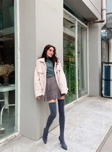 Load image into Gallery viewer, High-heeled knee high boots for women sexy knitted stockings elastic long boots