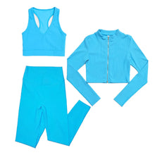 Load image into Gallery viewer, Women's 3-Piece Tracksuit Set Push Up Gym, Yoga & Fitness
