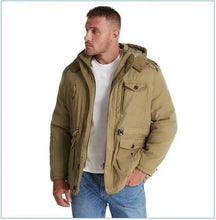 Load image into Gallery viewer, 2025 Winter Men's American Fashion Versatile Hooded Cotton Jacket Thickened Multi Pocket Casual Simple Medium Length Top Coats