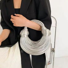 Load image into Gallery viewer, Handbags for Women 2025 New Gold Luxury Designer Brand Handwoven Noodle Bags Rope Knotted Pulled Hobo Silver Evening Clutch Chic