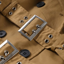 Load image into Gallery viewer, Elegant Double Belt Women Windbreaker Casual Khaki Long Sleeve Lapel Button Female Jacket 2025 Autumn Winter Lady Streetwear New