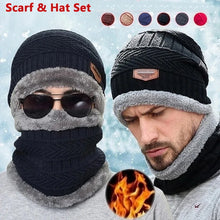 Load image into Gallery viewer, Winter Hats Knit Cap Men And Women Velvet Hat Coral Fleece Scarf Outdoor Riding Hat Warm Thickening Plus Velvet Neck Protect Cap