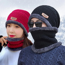 Load image into Gallery viewer, Winter Hats Knit Cap Men And Women Velvet Hat Coral Fleece Scarf Outdoor Riding Hat Warm Thickening Plus Velvet Neck Protect Cap
