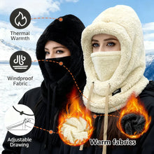 Load image into Gallery viewer, Women's Plush Winter Balaclava Hat, Adjustable Drawstring, Suitable for winter skiing, cycling and outdoor sports