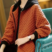 Load image into Gallery viewer, 2025 New Hooded Casual Coat Women High End Mother Jacket Autumn Winter New Korean Patchwork Outwear With Short Zipper Basic Coat