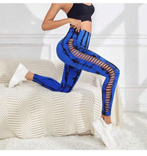 Load image into Gallery viewer, Women Tie Dye Hollow out High Waist Peach Hips Push Up Gym Tights Running Leggings