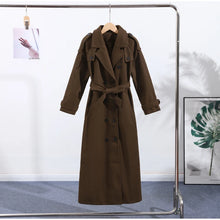 Load image into Gallery viewer, Elegant Shawl Collar Lace Up Long Woolen Coat Women Full Sleeve Belt Lapel Thick Overcoat 2025 Autumn Winter Lady Chic Outwear