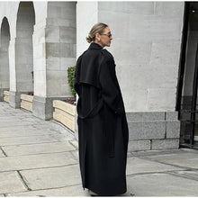 Load image into Gallery viewer, Elegant Shawl Collar Lace Up Long Woolen Coat Women Full Sleeve Belt Lapel Thick Overcoat 2025 Autumn Winter Lady Chic Outwear