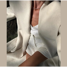 Load image into Gallery viewer, Elegant Shawl Collar Lace Up Long Woolen Coat Women Full Sleeve Belt Lapel Thick Overcoat 2025 Autumn Winter Lady Chic Outwear