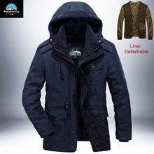 Load image into Gallery viewer, Outdoor Windbreaker Winter Jacket Men Thick Warm Mens Parkas Quality Cashmere Liner Detachable 2 in 1 Multi-pocket Coats L-4XL