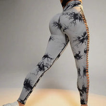 Load image into Gallery viewer, Women Tie Dye Hollow out High Waist Peach Hips Push Up Gym Tights Running Leggings
