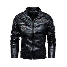 Load image into Gallery viewer, New Men's Faux Leather Winter Casual Motorcycle Slim PU Jacket Biker Faux Leather High Quality Fashion Warm Overcoat