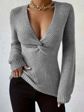 Load image into Gallery viewer, Women's Pullovers New Styles Solid Color Sexy V-neck Slim Fit Knitted Sweaters