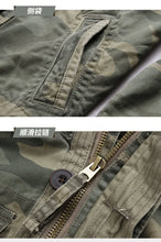 Load image into Gallery viewer, Men Camo Cargo Jacket Autumn Heavyweight Wash Cotton Windbreaker Jacket Military Camouflage Outdoor Sportswear Coat Multi Pocket