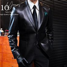 Load image into Gallery viewer, New Men Leather Slim Fit Casual Lapel Formal Wear Jackets Leather Jacket