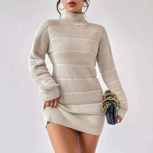 Load image into Gallery viewer, Women's Knitted Dress Turtleneck Mini Slim 2025 Winter Knitting Above Knee