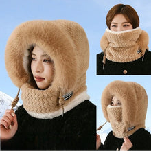 Load image into Gallery viewer, Winter Women's Thermal Plush Hat Hood Scarf and Mask Ear Protection Windproof Thick Design for Riding Outdoor