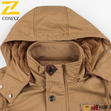 Load image into Gallery viewer, Mens Work Jackets 2025 Autumn Winter New Solid Color PlushThickened Outdoor Camping Hooded Fleece Coat Man Loose Fitting Jackets
