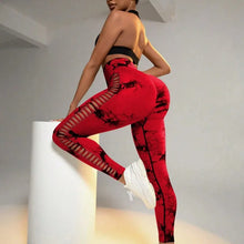 Load image into Gallery viewer, Women Tie Dye Hollow out High Waist Peach Hips Push Up Gym Tights Running Leggings