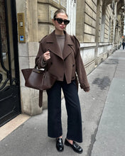 Load image into Gallery viewer, Elegant Shawl Collar Lace Up Long Woolen Coat Women Full Sleeve Belt Lapel Thick Overcoat 2025 Autumn Winter Lady Chic Outwear