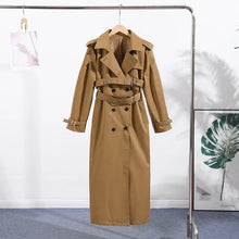 Load image into Gallery viewer, Elegant Double Belt Women Windbreaker Casual Khaki Long Sleeve Lapel Button Female Jacket 2025 Autumn Winter Lady Streetwear New