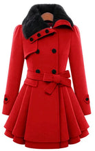 Load image into Gallery viewer, Women&#39;s Winter Slim Long Wool Sherpa Coat Double Breasted Padded Korean Cashmere Coat England Style Trench
