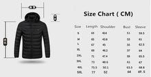 Load image into Gallery viewer, Men&#39;s parka Winter Warm USB Heating Jackets Smart Thermostat Pure Color Hooded Heated Clothing male bobojaco Warm padded jacket
