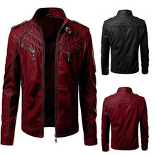 Load image into Gallery viewer, Men Faux Leather Jacket Motorcycle 5Xl Men Jackets Black Jaqueta De Couro Masculina Outwear Male Slim Fit Pu Leather Coats Man
