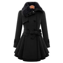 Load image into Gallery viewer, Women&#39;s Winter Slim Long Wool Sherpa Coat Double Breasted Padded Korean Cashmere Coat England Style Trench
