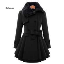 Load image into Gallery viewer, Women&#39;s Winter Slim Long Wool Sherpa Coat Double Breasted Padded Korean Cashmere Coat England Style Trench
