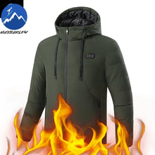Load image into Gallery viewer, Winter Heating Jacket Mens 11 Heating Zone USB Charging Temperature Controlled Padded Coat Outdoor Ski Warm Cold-proof Parka
