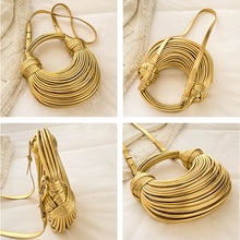 Load image into Gallery viewer, Handbags for Women 2025 New Gold Luxury Designer Brand Handwoven Noodle Bags Rope Knotted Pulled Hobo Silver Evening Clutch Chic
