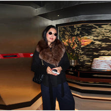 Load image into Gallery viewer, Elegant Faux Fur Lace Up Woolen Coat Women Shawl Collar Belted Waist Full Sleeve Coats Female Autumn Winter Fashion Lady Outwear
