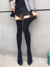 Load image into Gallery viewer, High-heeled knee high boots for women sexy knitted stockings elastic long boots
