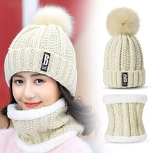 Load image into Gallery viewer, Winter Beanie Hats for Women with Thick Fleece Lined Scarf Set
