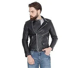 Load image into Gallery viewer, Men&#39;s Faux  Leather Jacket -imitation Lambskin Winter Vintage Motorcycle Biker Jacket, Moto Riding &amp; Racing Jacket
