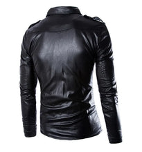 Load image into Gallery viewer, Mens Faux Leather Jackets New White Black Casual Lapel Slim Fit Diagonal Zipper Motorcycle Faux Leather Jacket Coat Mens Jackets
