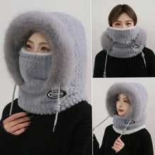 Load image into Gallery viewer, Winter Women&#39;s Thermal Plush Hat Hood Scarf and Mask Ear Protection Windproof Thick Design for Riding Outdoor
